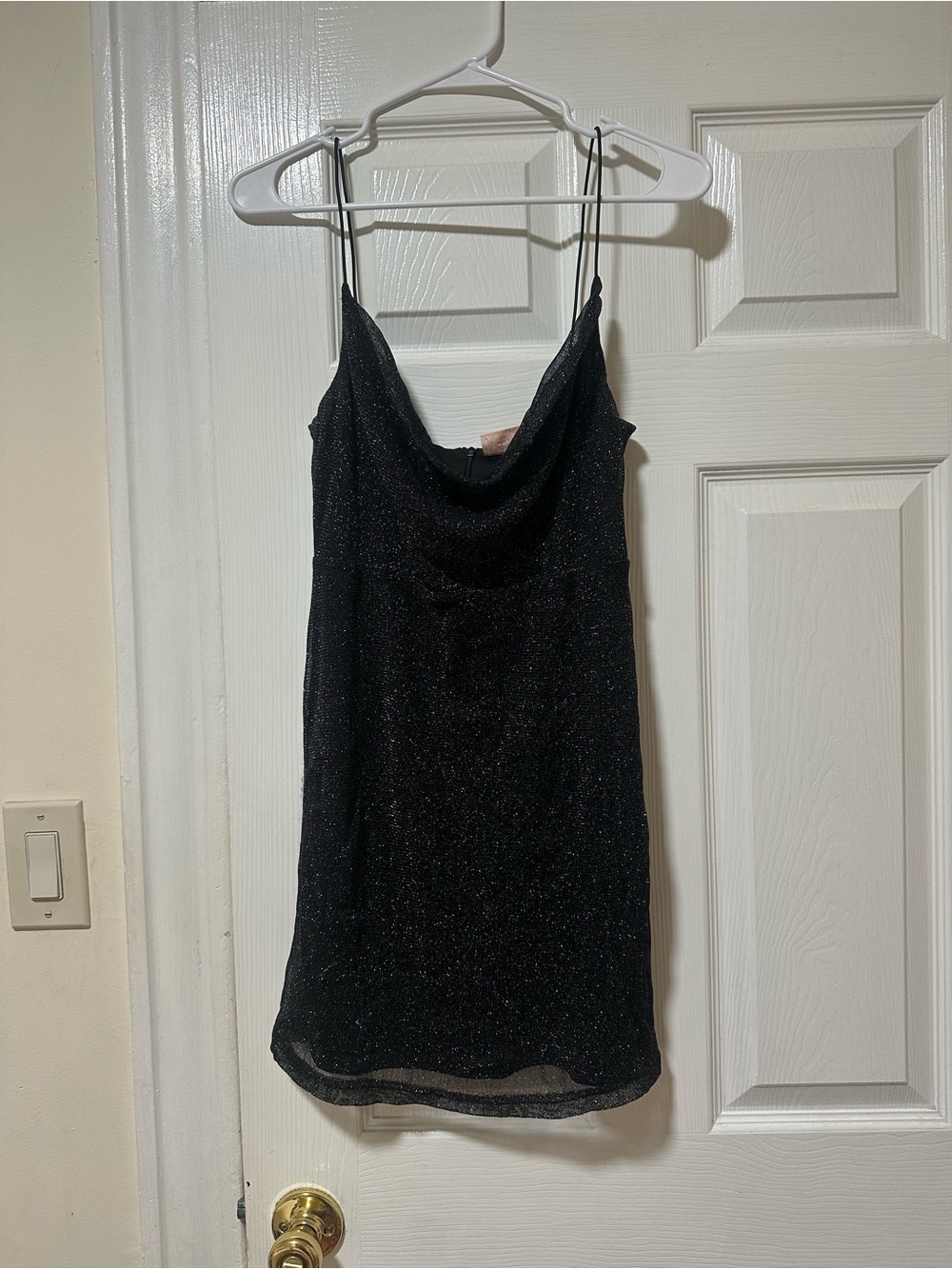 Showpo Black Sparkle Cowl Slip Dress